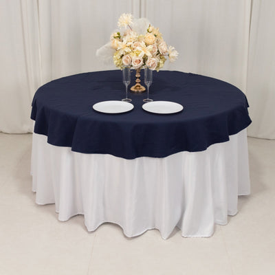 Cotton Blend 70’’ Round Tablecloth Navy Blue - Wrinkle-Resistant Table Cover - Tablecloths