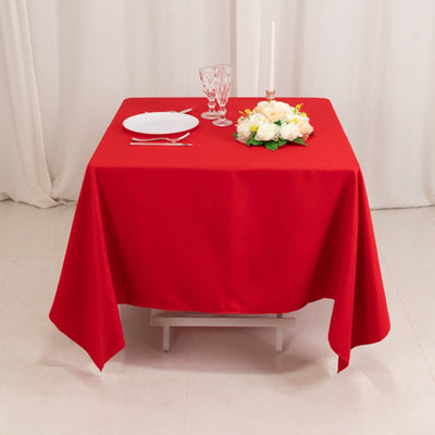 Cotton Blend 70’’x70’’ Square Tablecloth Red - Wrinkle-Resistant Fabric Table Cover - Tablecloths