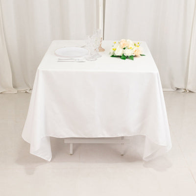 Cotton Blend 70’’x70’’ Square Tablecloth White - Wrinkle-Resistant Fabric for Modern Table Decor - Tablecloths
