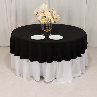 Cotton Blend 90’’ Round Tablecloth Black - Wrinkle-Resistant Table Cover - Tablecloths