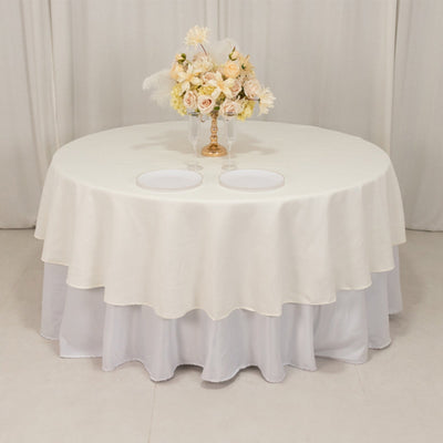 Cotton Blend 90’’ Round Tablecloth Ivory - Wrinkle-Resistant Table Cover - Tablecloths