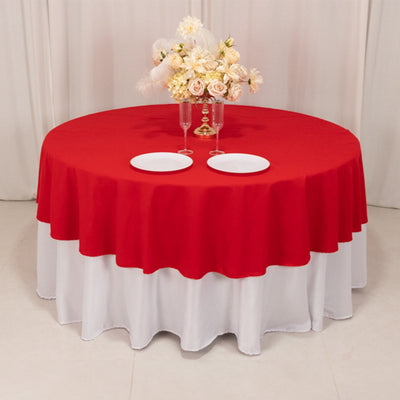 Cotton Blend 90’’ Round Tablecloth Red - Wrinkle-Resistant Table Cover - Tablecloths