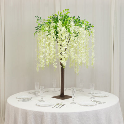 Cream Artificial Wisteria Tree – 4ft Cascading Silk Flowers with Natural Trunk for Weddings Receptions & Event