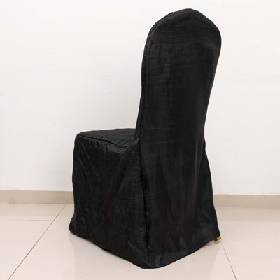 Crinkle Crushed Taffeta Chair Cover for Banquet Chairs Black - Reusable Slipcover - Chair Covers