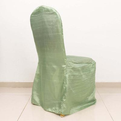 Crinkle Crushed Taffeta Chair Cover for Banquet Chairs Sage Green - Reusable Slipcover - Chair Covers