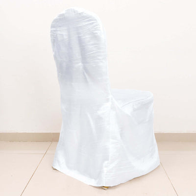 Crinkle Crushed Taffeta Chair Cover for Banquet Chairs White - Reusable Chic Wedding Decor - Chair Covers
