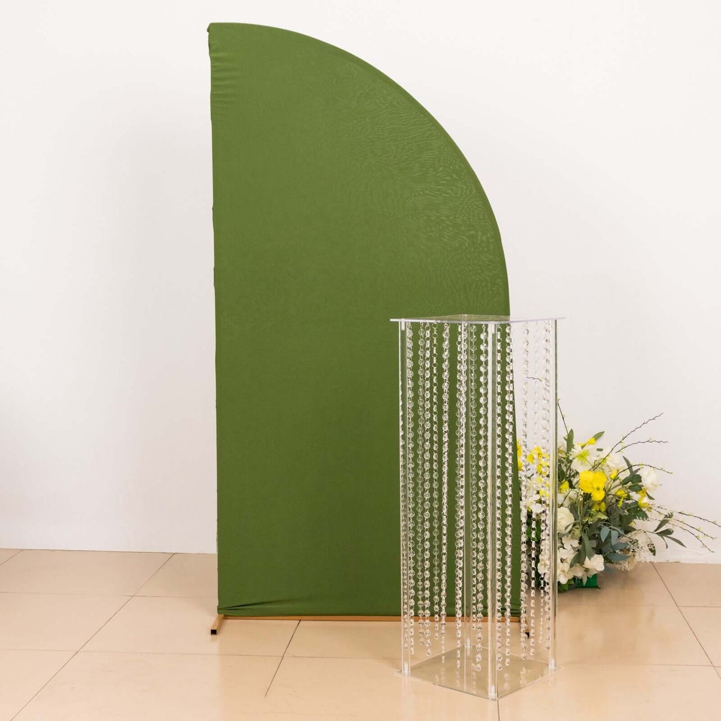 Acrylic Flower Pedestal Vase Pillar Stand with Crystal Beads Clear - Decorative Wedding Floor Centerpiece 32"