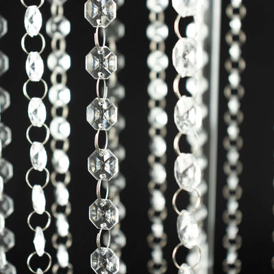 Acrylic Flower Pedestal Vase Pillar Stand with Crystal Beads Clear - Durable Wedding Floor Centerpiece for Large Displays 48"