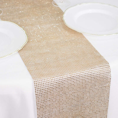Crystal Rhinestone 10’’x108’’ Table Runner Champagne - Chic Diamond Accent - Runners