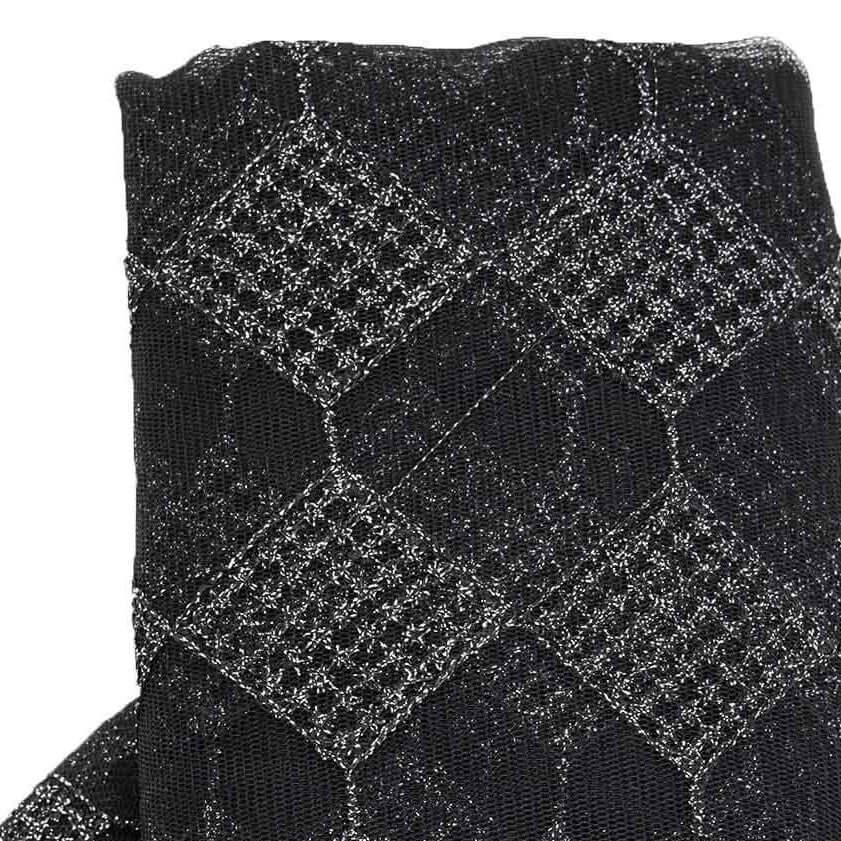 54"x4 Yards Black Silver Buffalo Plaid Polyester Fabric Roll, Checkered Netting DIY Craft Fabric Bolt