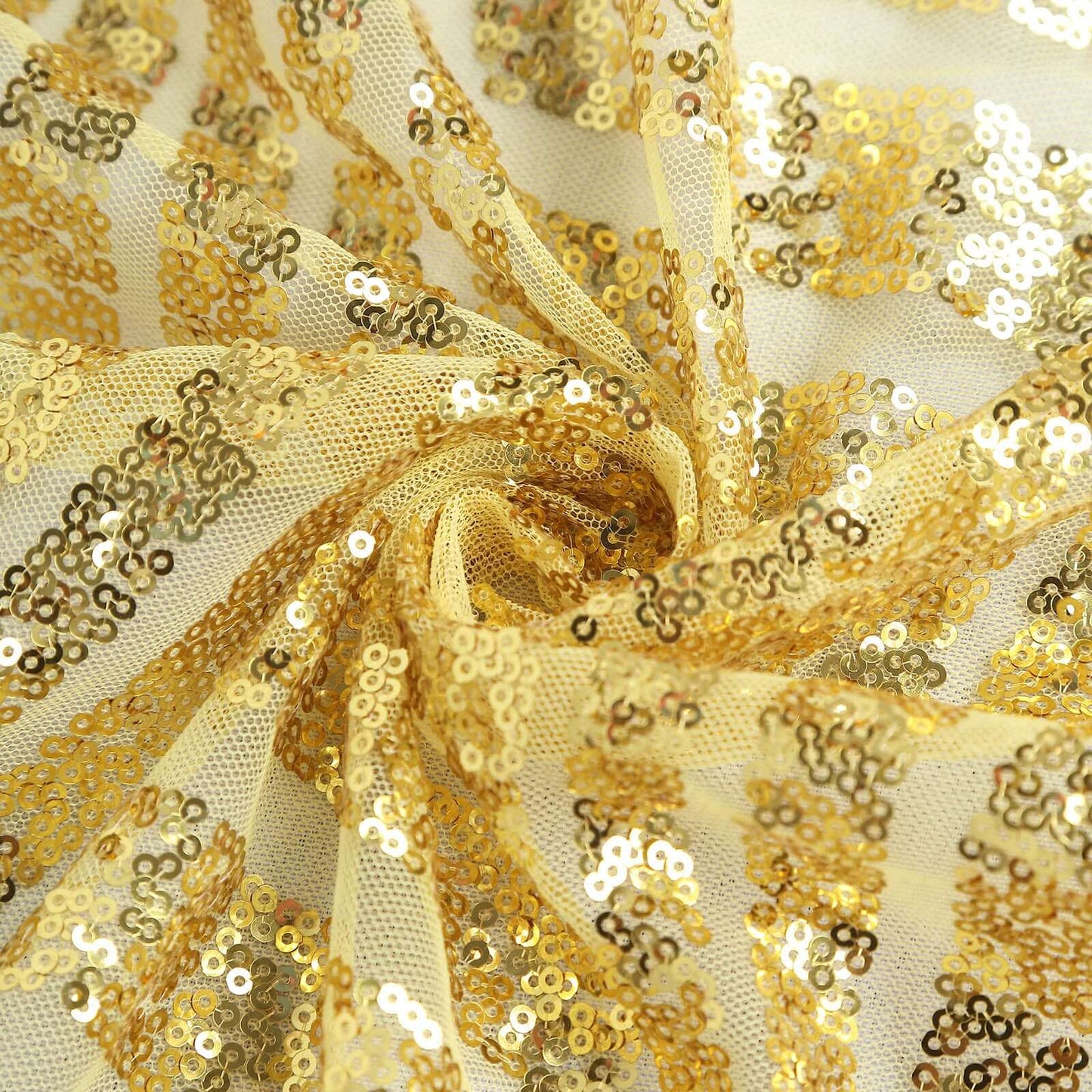 Sequin 120" Round Tablecloth Gold - Seamless Diamond Glitz Design for Glamorous Gatherings