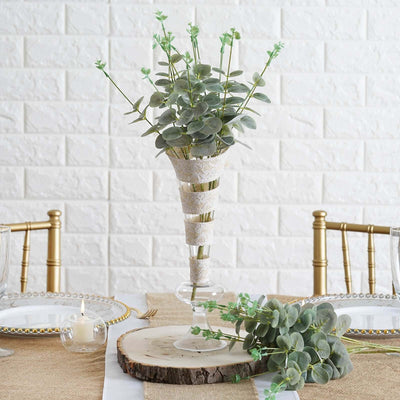 2 Bushes 19" Frosted Green Artificial Eucalyptus Branch Bouquet Plants