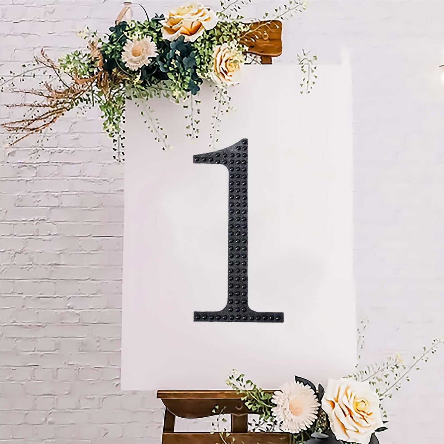 Decorative Rhinestone Number "1" Stickers, Glitter Adhesive Craft Numbers Black DIY Sparkle Embellishments 6"