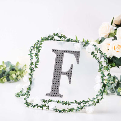 Decorative Rhinestone Alphabet "F" Letter Stickers, Glitter Adhesive Craft Letters Black DIY Sparkle Embellishments 8"