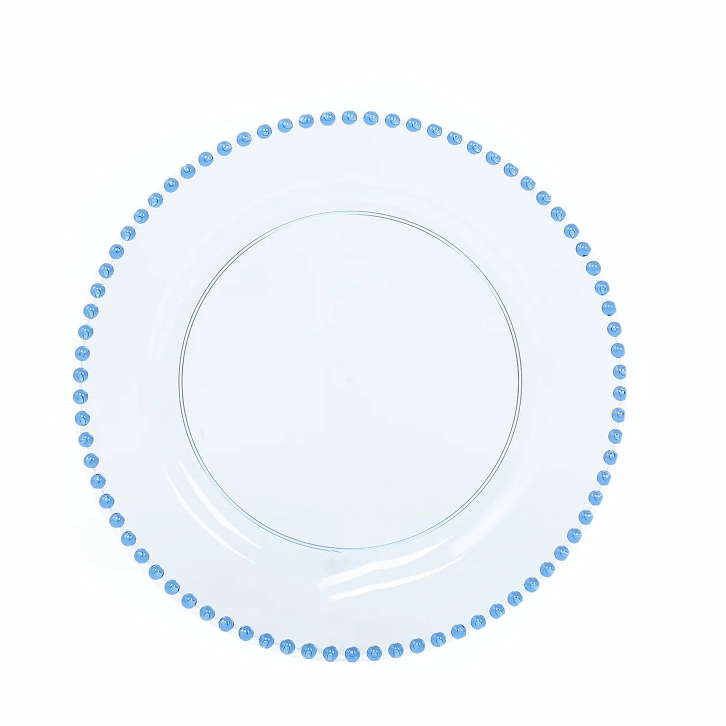 10-Pack Plastic 10" Round Dinner Plates in Transparent Dusty Blue with Beaded Rim - Disposable Party Plates for Banquets & Festive Occasions