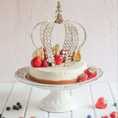 Crystal-Bead Royal Crown Cake Topper Metallic Gold - Themed Baby Showers Cakes & Event Centerpieces 16"