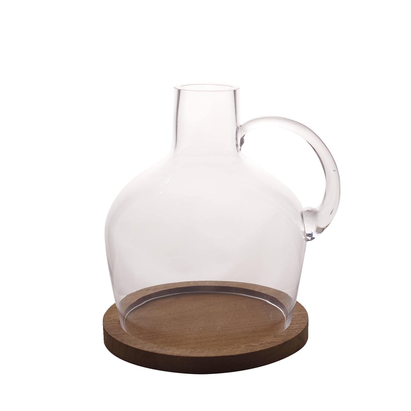 Glass Candle Holder Cloche Jar Dome Clear with Wooden Base - Stylish Centerpiece for Floral Displays 10"