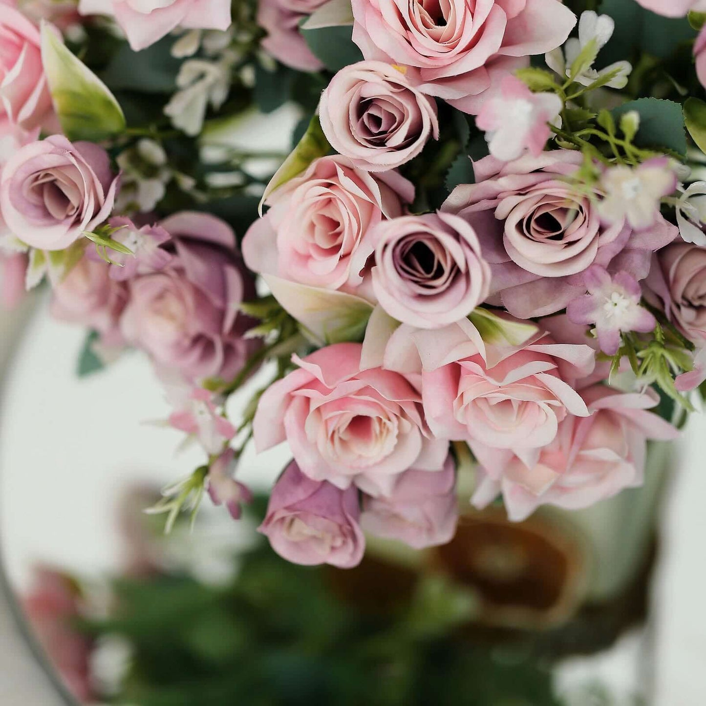 4 Bushes 12" Dusty Rose Real Touch Artificial Silk Rose Flower Bouquet, Faux Bridal Flowers