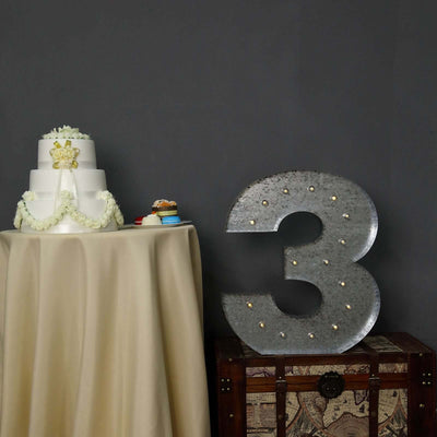 20" Vintage Galvanized Metal Marquee Number Light Cordless With 16 Warm White LED - 3