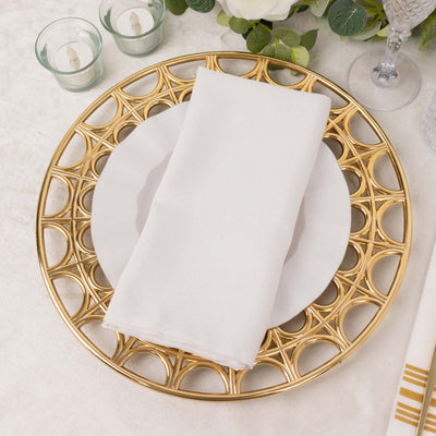 6-Pack Acrylic Round Charger Plates 13" in Metallic Gold with Hollow Semi Circle Rim, Plastic Decorative Charger Tableware