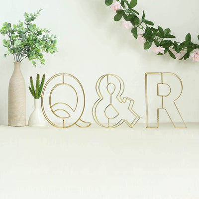 8" Tall Gold Freestanding 3D Decorative Wire Letter, Wedding Centerpiece - Q