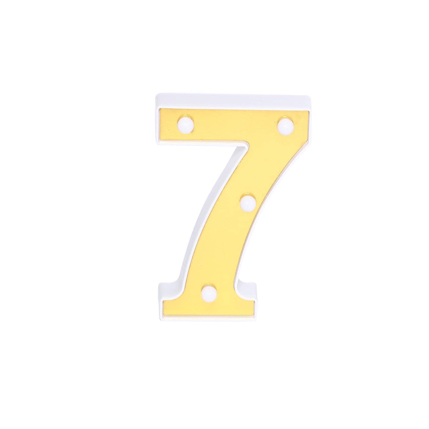 3D Marquee Number "7" Warm White 4 LED Lights Gold - Stylish Light-Up Accent for Events 6"