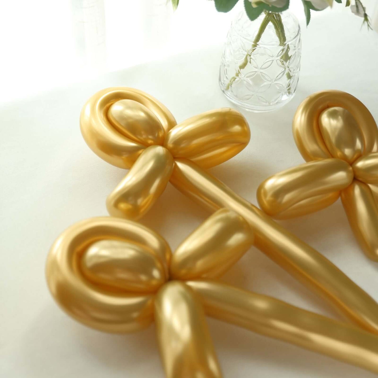 50 Pack Assorted Metallic Gold Long Latex Balloons For Twisting Magic, Animal Modelling Party Balloons