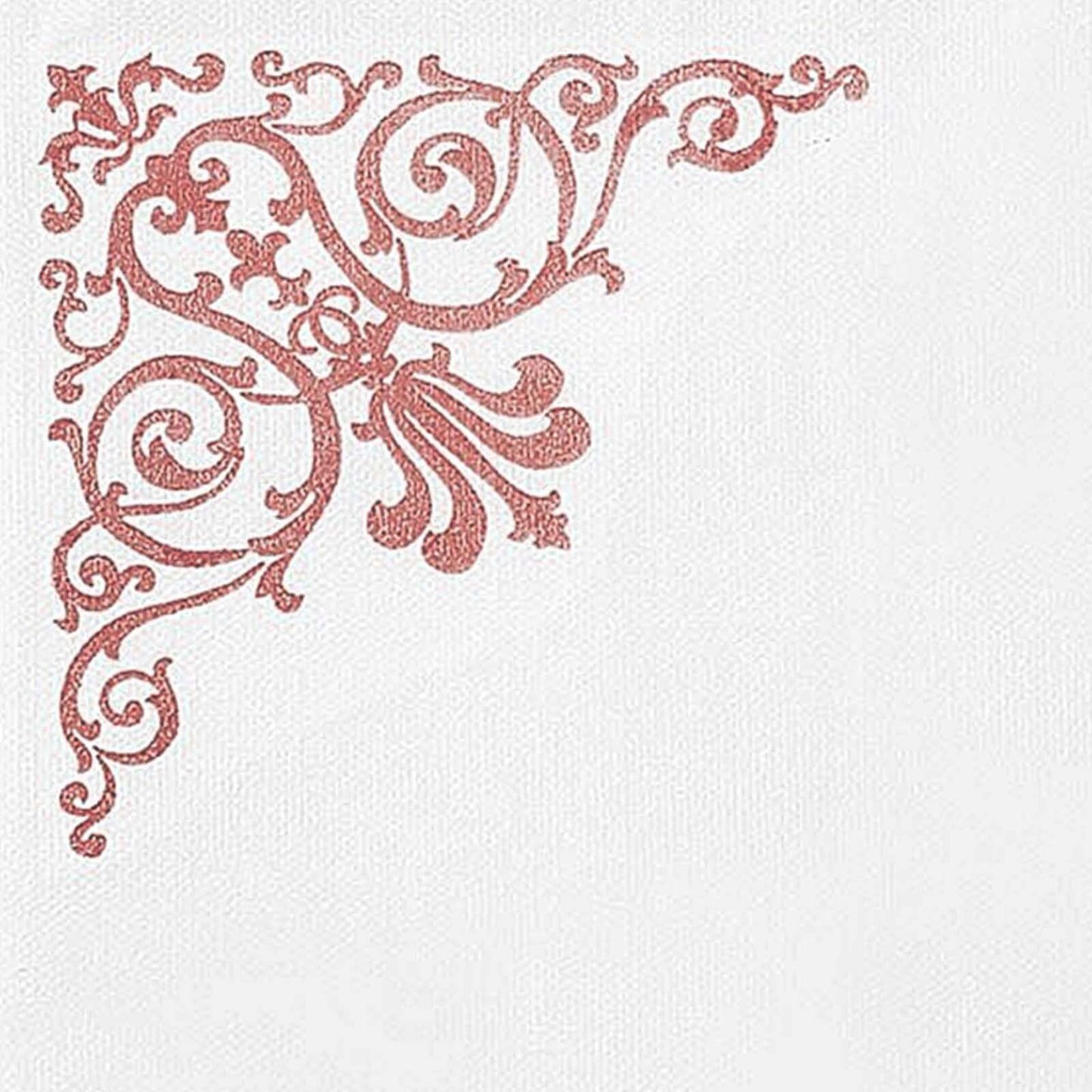 20 Pack Linen-Like Paper 5"x5" Napkins White - Rose Gold Fleur Vintage Airlaid Cocktail Napkins