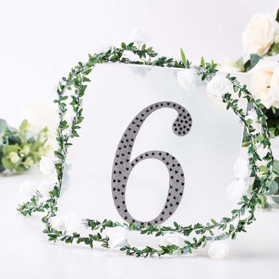 Decorative Rhinestone Number "6" Stickers, Glitter Adhesive Craft Numbers Black DIY Sparkle Embellishments 8"