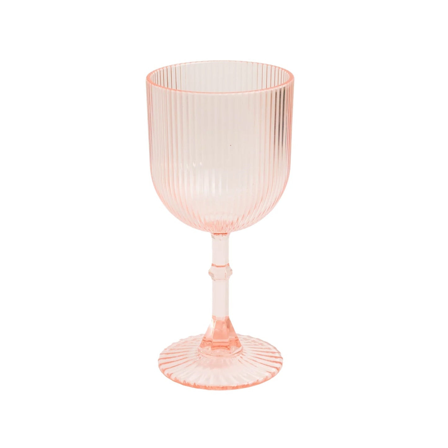 12-Pack Plastic Goblets Transparent Blush Vintage Ribbed Pattern - Reusable Shatterproof Glassware 9oz