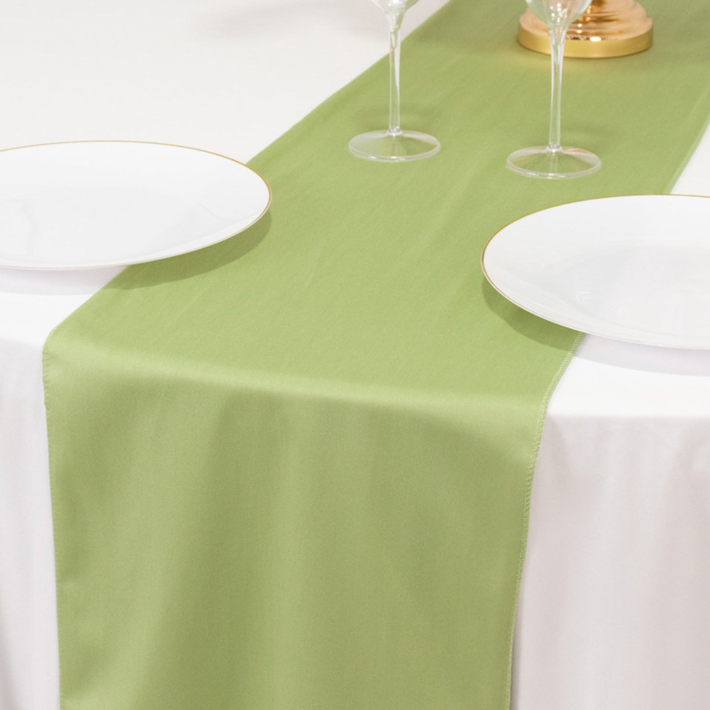 Scuba Polyester 12"x108" Table Runner Sage Green - Wrinkle-Free Table Linen