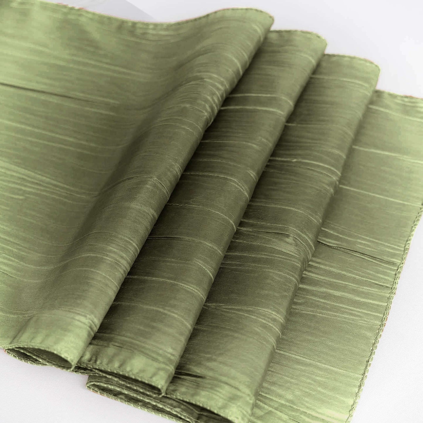 Taffeta 12"x108" Table Runner Dusty Sage Green - Accordion Crinkle Design
