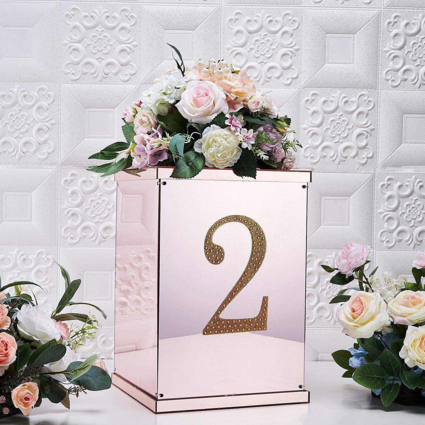 Decorative Rhinestone Number "2" Stickers, Glitter Adhesive Craft Numbers Gold DIY Sparkle Embellishments 8"