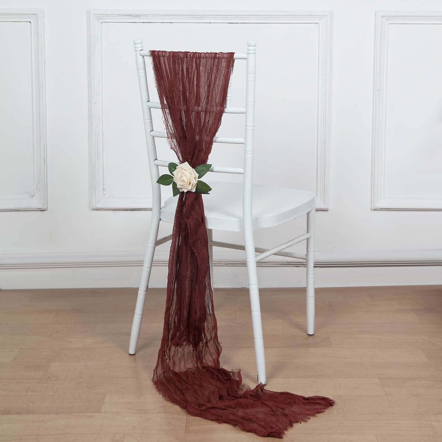 5 Pack Cheesecloth Gauze 16"x88" Chair Sashes Burgundy - Boho Chair Decorations