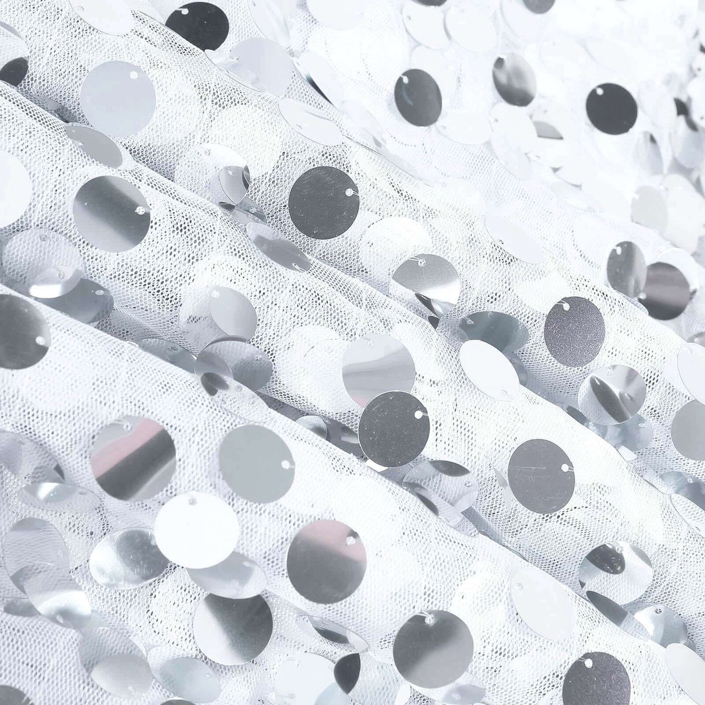 Sequin 72"x72" Table Overlay Square Tablecloth White - Big Payette Design for Classy Celebrations