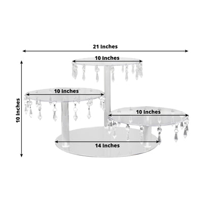 3-Tier Acrylic Cake Stand Clear with Hanging Crystal Pendants – Dessert Display for Weddings & Parties