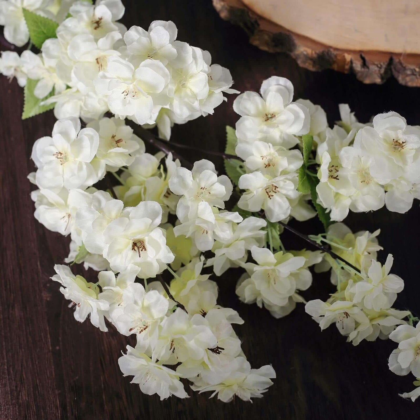 4 Bushes 40" Tall Cream Artificial Silk Cherry Blossom Flowers, Branches