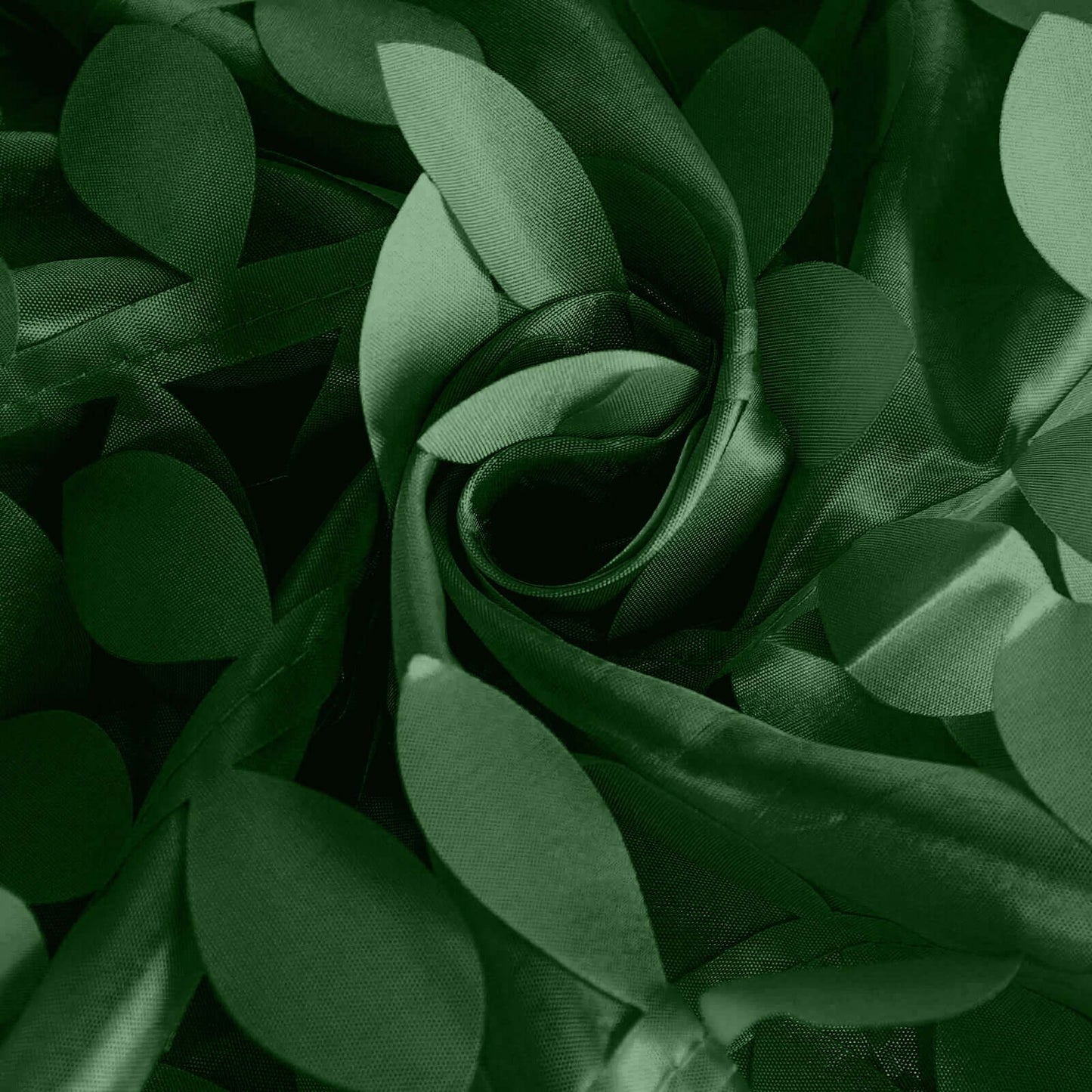 Taffeta 132" Round Tablecloth Green | 3D Leaf Petal Design Seamless Table Cover