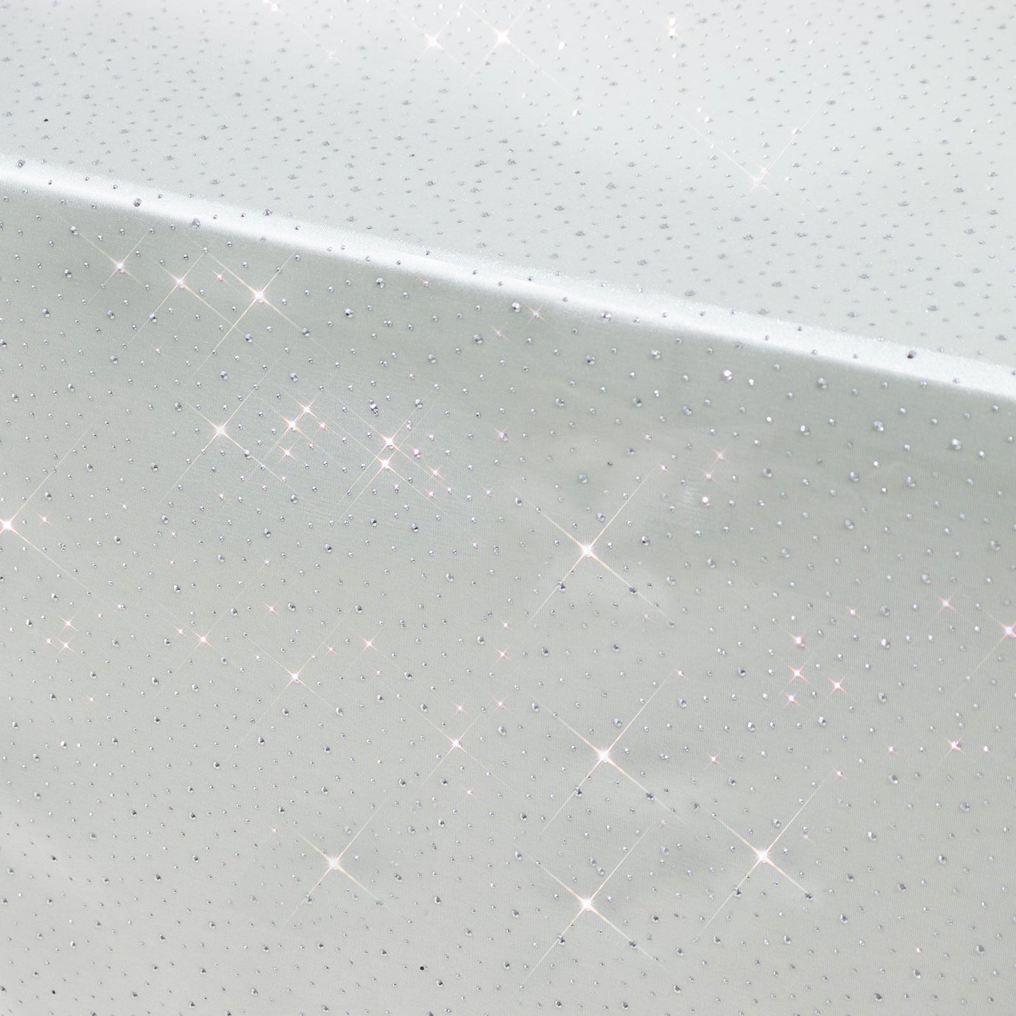 Scuba Rectangular Tablecloth 90"×132" Pearl White with Rhinestone Accents – Seamless, Wrinkle-Free, Stain-Resistant Event Linen