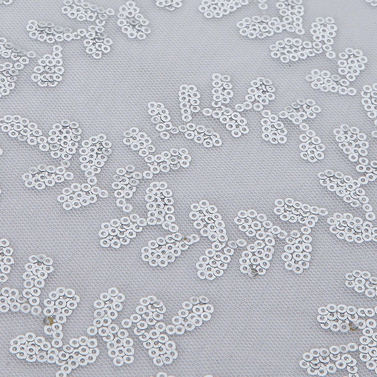 Tulle 72"x72" Table Overlay Square Tablecloth Silver - Sequin Leaf Embroidered Table Topper