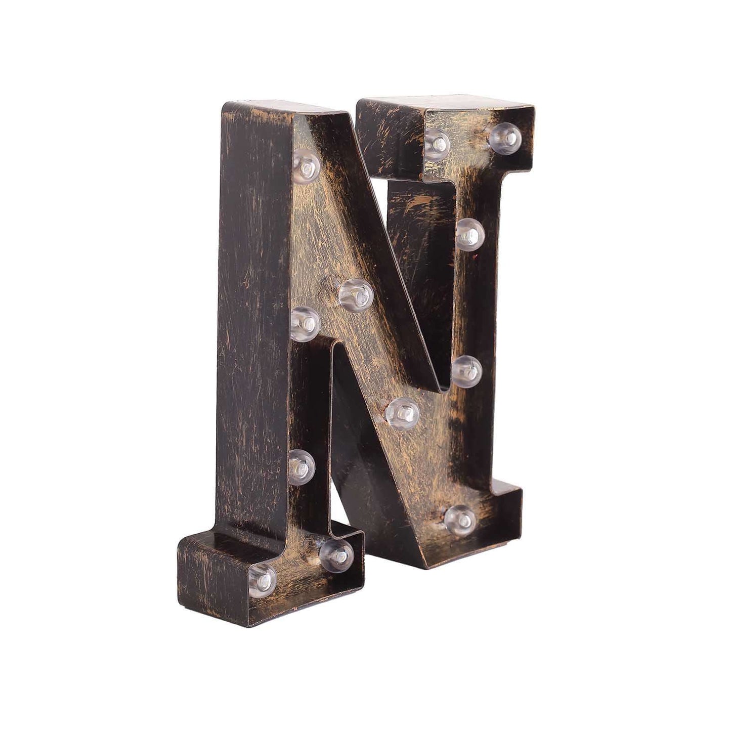 LED Marquee Letter "N" Industrial Style Antique Black - Light-Up Alphabet Sign for Weddings & Displays 9"