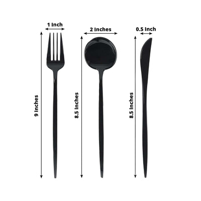 60 Pack Plastic Silverware Set, Black Heavy Duty Disposable Sleek Utensil Cutlery
