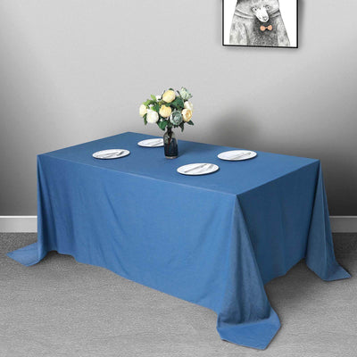 Polyester 90"x132" Rectangle Tablecloth Dark Denim Blue - Seamless Faux Denim Design for Classy Celebrations