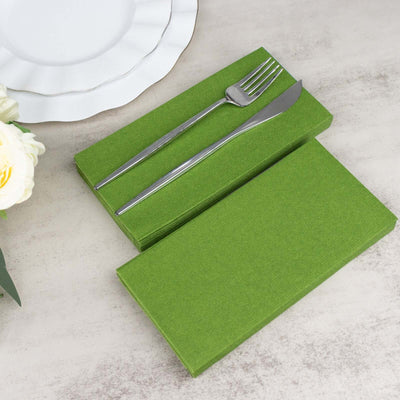20 Pack Linen-Like Paper 8.5"x4" Napkins Olive Green - Highly Absorbent & Disposable Airlaid Guest Towels