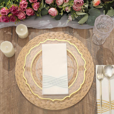 6-Pack Disposable Table Placemats in Natural with Woven Rattan Print - 700GSM Cardboard Placemats for Rustic Themes & Outdoor Events 13"