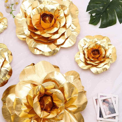 2 Pack 20" Large Metallic Gold Real Touch Artificial Foam DIY Craft Roses