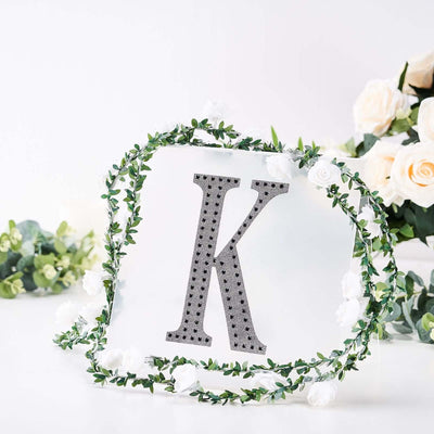 Decorative Rhinestone Alphabet "K" Letter Stickers, Glitter Adhesive Craft Letters Black DIY Sparkle Embellishments 8"