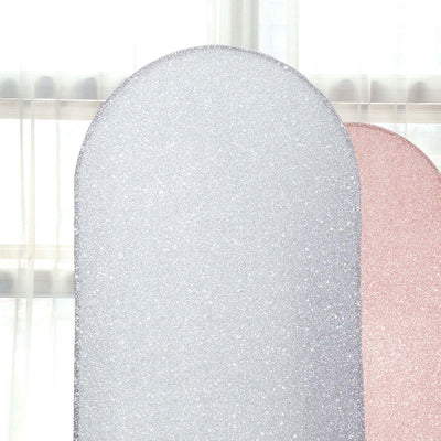 7ft Silver Shimmer Tinsel Spandex Chiara Backdrop Stand Cover For Fitted Round Top Wedding Arch