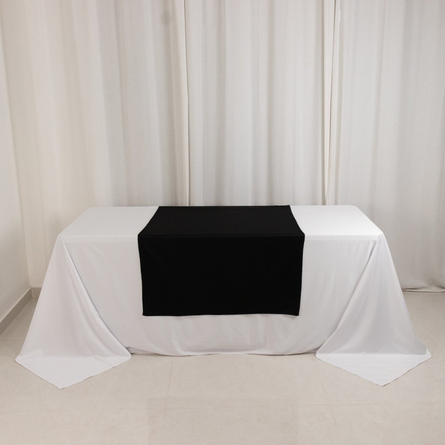 Scuba Polyester 36"x72" Wide Table Runner Black - Wrinkle-Free Trade Show Table Linen