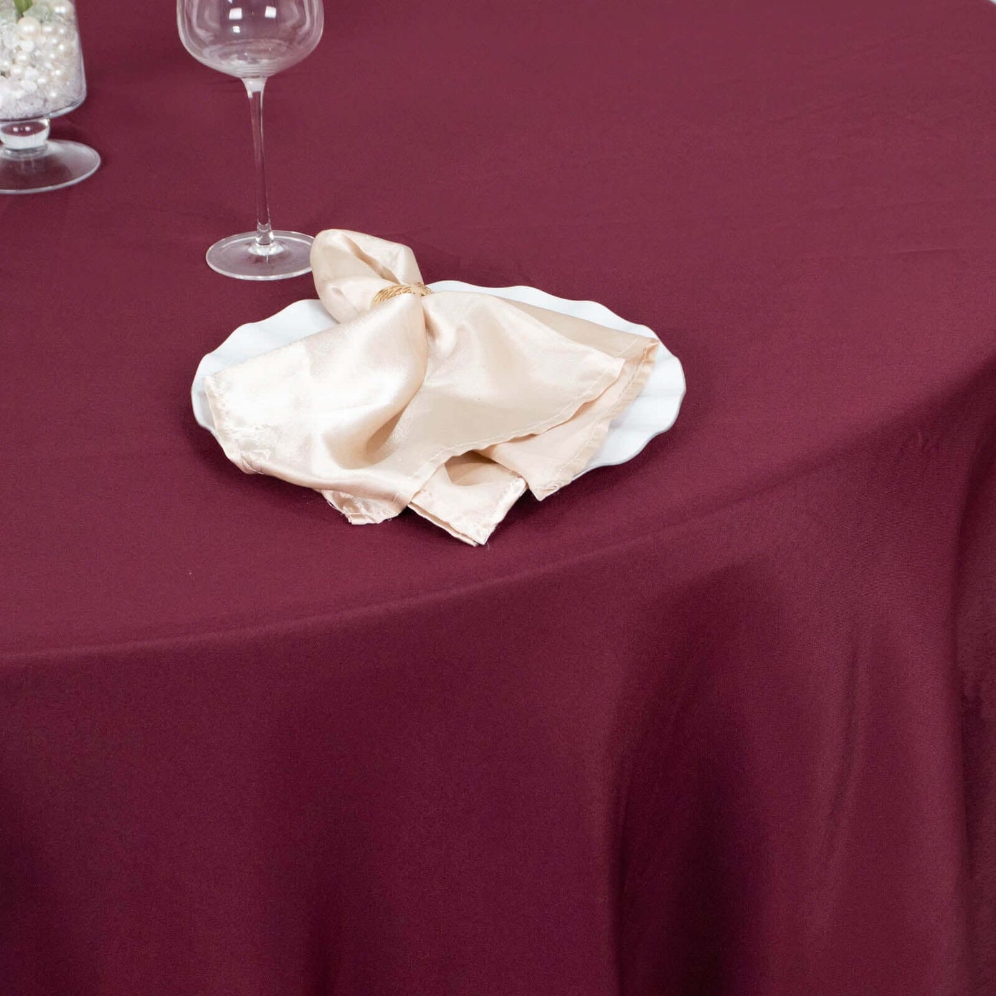 Premium Polyester 120" Round Tablecloth Burgundy - Seamless 220GSM Wrinkle-Resistant Table Cover